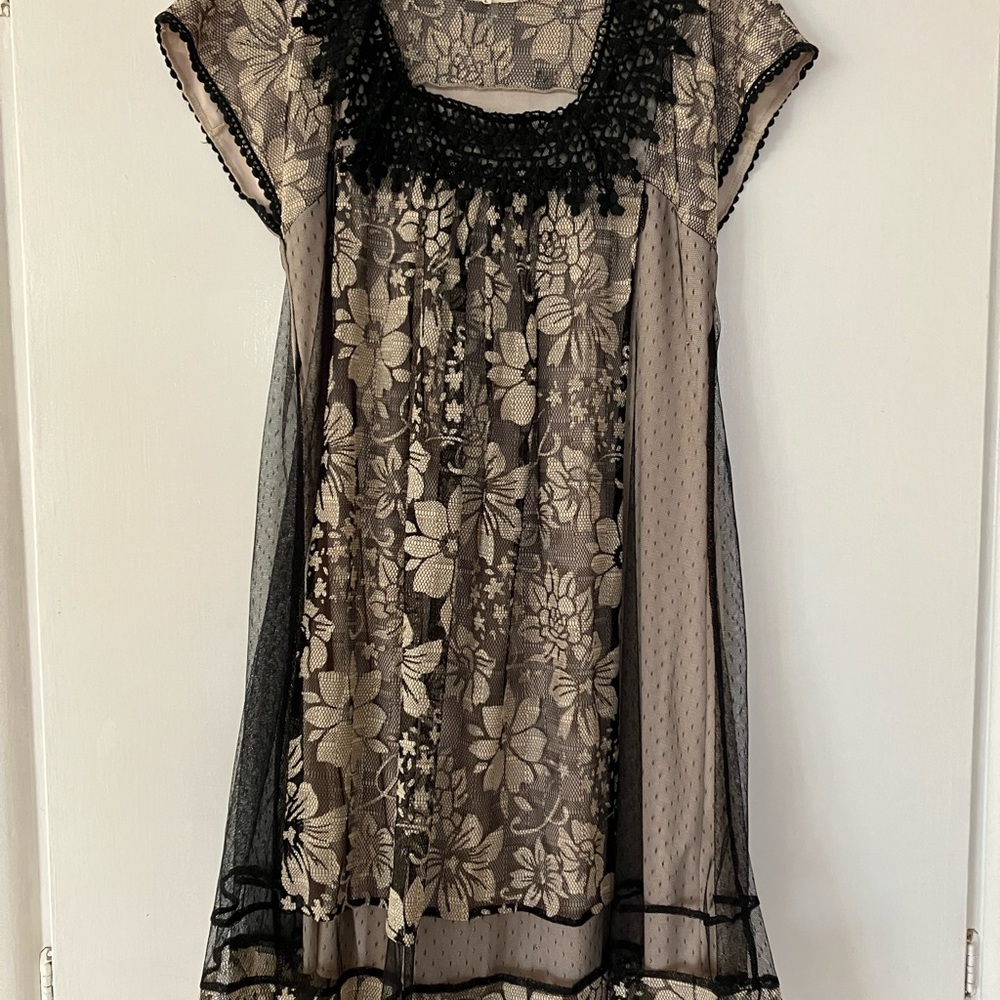 A'reve Black Lace Overlay Dress size L